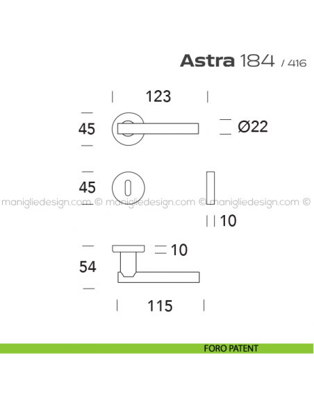 Maniglia per porta 184 Astra Reguitti foro patent