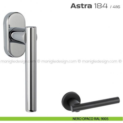 Maniglia per finestra martellina 184 Astra Reguitti nero opaco RAL 9005