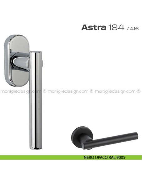 Maniglia per finestra martellina 184 Astra Reguitti nero opaco RAL 9005