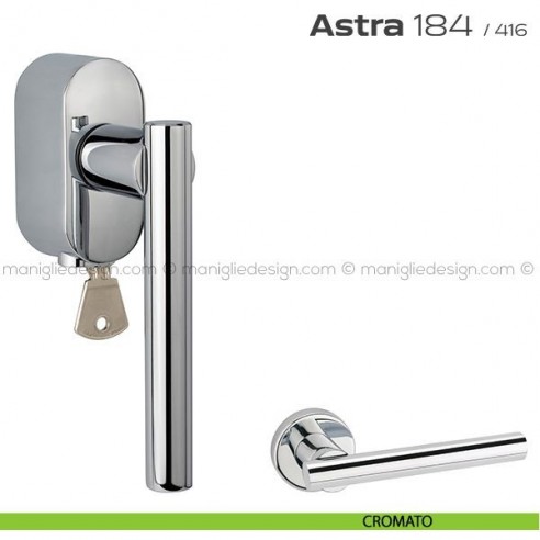 Maniglia per finestra martellina DK con chiave 184 Astra Reguitti cromato