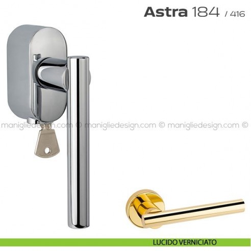 Maniglia per finestra martellina DK con chiave 184 Astra Reguitti lucido verniciato