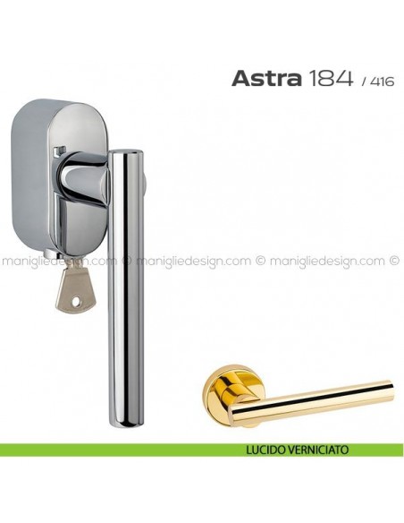 Maniglia per finestra martellina DK con chiave 184 Astra Reguitti lucido verniciato