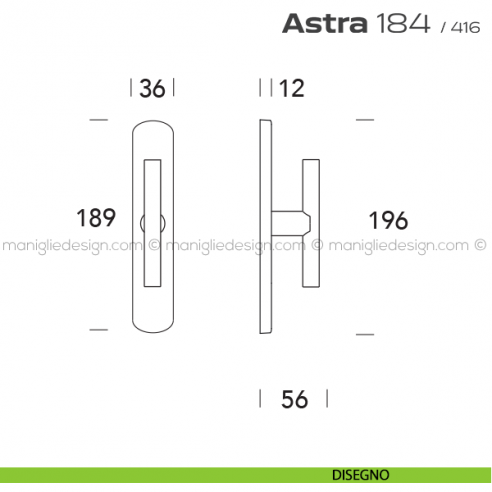 Maniglia per finestra cremonese 184 Astra Reguitti disegno