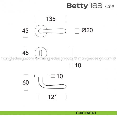 Maniglia per porta 183 Betty Reguitti foro patent