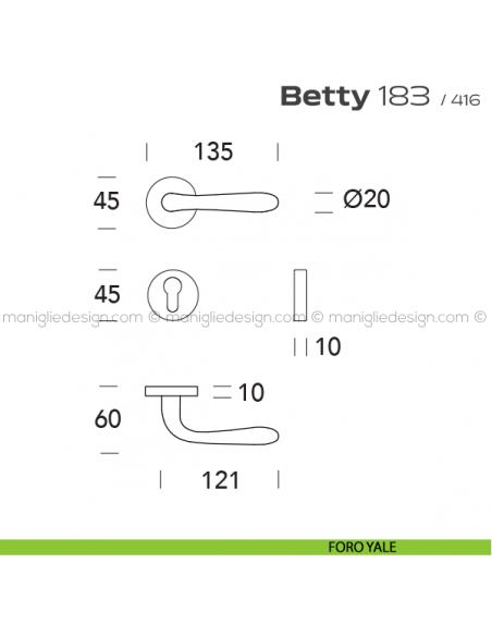 Maniglia per porta 183 Betty Reguitti foro yale