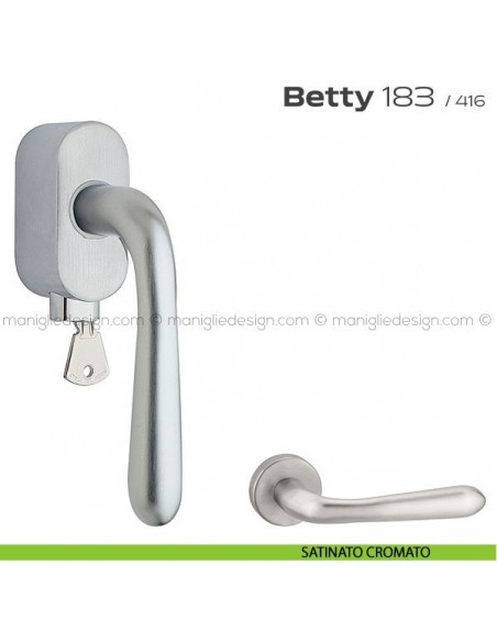 Maniglia per finestra martellina DK con chiave 183 Betty Reguitti satinato cromato