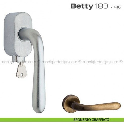 Maniglia per finestra martellina DK con chiave 183 Betty Reguitti bronzato graffiato