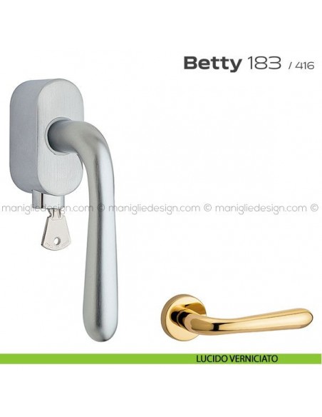 Maniglia per finestra martellina DK con chiave 183 Betty Reguitti lucido verniciato