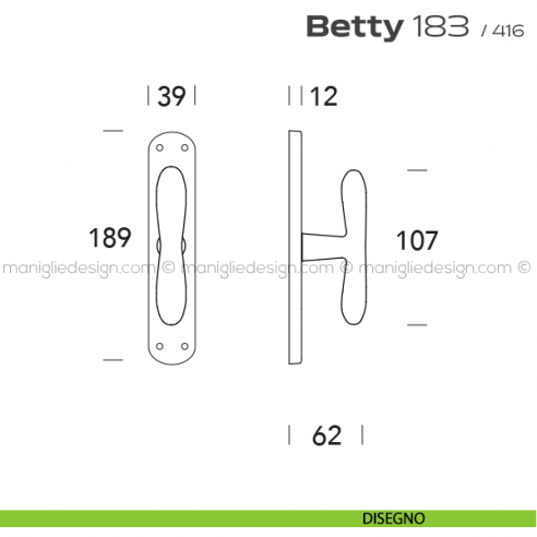 Maniglia per finestra cremonese 183 Betty Reguitti disegno