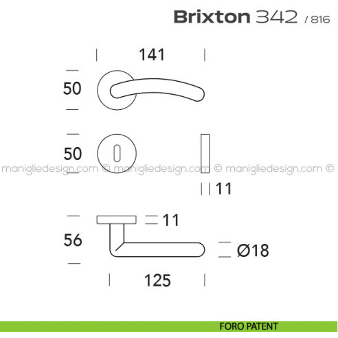 Maniglia per porta 342 Brixton Reguitti foro patent
