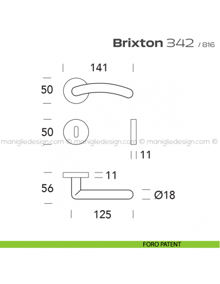 Maniglia per porta 342 Brixton Reguitti foro patent