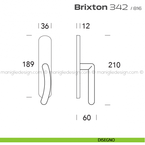 Maniglia per finestra cremonese 342 Brixton Reguitti disegno