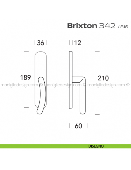 Maniglia per finestra cremonese 342 Brixton Reguitti disegno