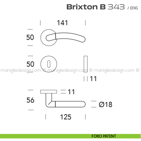Maniglia per porta 343 Brixton B Reguitti foro patent