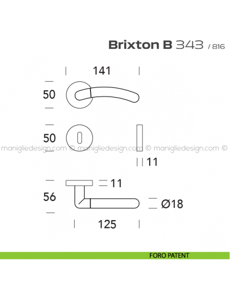 Maniglia per porta 343 Brixton B Reguitti foro patent