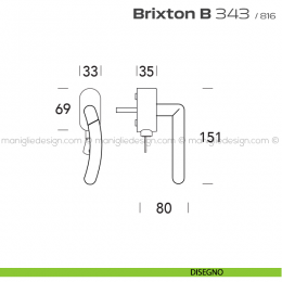 Maniglia per finestra DK con chiave su placca 343 Brixton B Reguitti 2