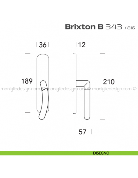 Maniglia per finestra cremonese 343 Brixton B Reguitti disegno