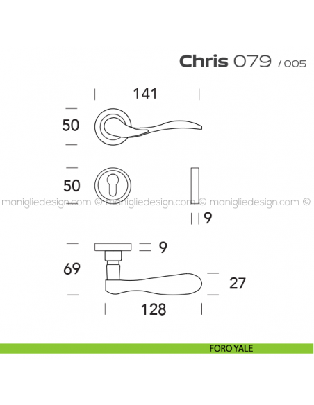 Maniglia per porta 079 Chris Reguitti foro yale