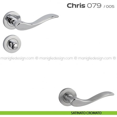 Maniglia per porta con nottolino 079 Chris Reguitti satinato cromato