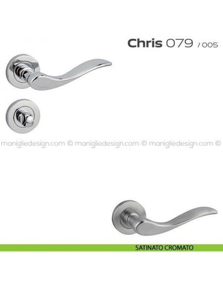 Maniglia per porta con nottolino 079 Chris Reguitti satinato cromato