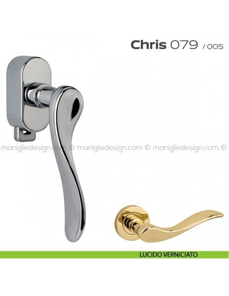 Maniglia per finestra DK con pulsante su placca 079 Chris Reguitti lucido verniciato