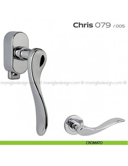 Maniglia per finestra DK con pulsante su placca 079 Chris Reguitti cromato