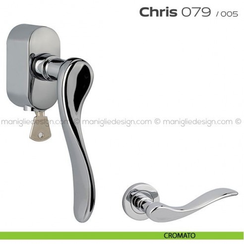 Maniglia per finestra DK con chiave su placca 079 Chris Reguitti cromato