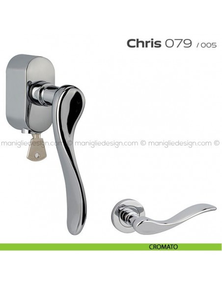 Maniglia per finestra DK con chiave su placca 079 Chris Reguitti cromato
