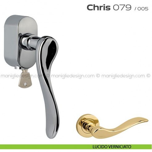 Maniglia per finestra DK con chiave su placca 079 Chris Reguitti lucido verniciato