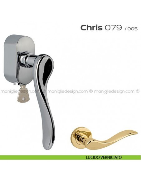 Maniglia per finestra DK con chiave su placca 079 Chris Reguitti lucido verniciato