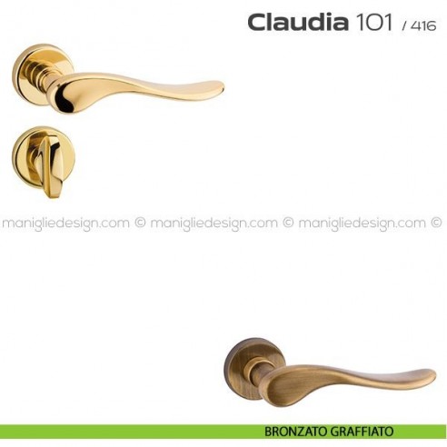 Maniglia per porta con nottolino 101 Claudia Reguitti bronzato graffiato
