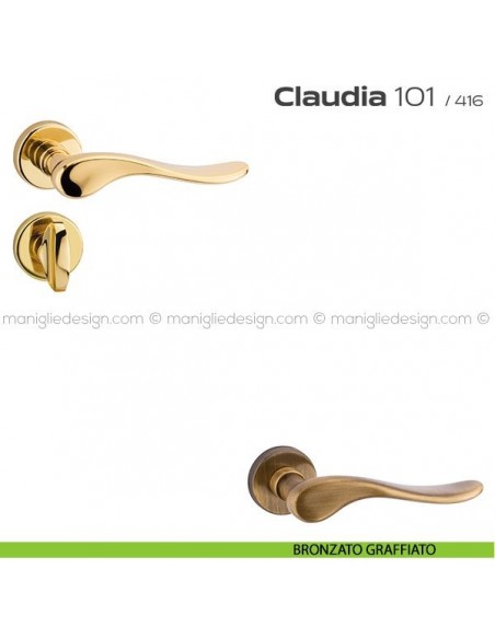 Maniglia per porta con nottolino 101 Claudia Reguitti bronzato graffiato
