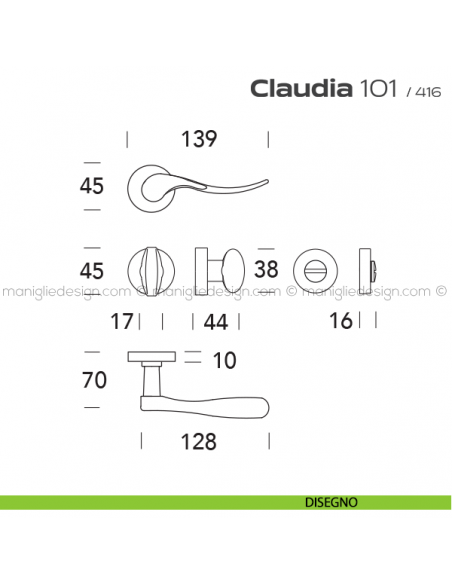 Maniglia per porta con nottolino 101 Claudia Reguitti disegno