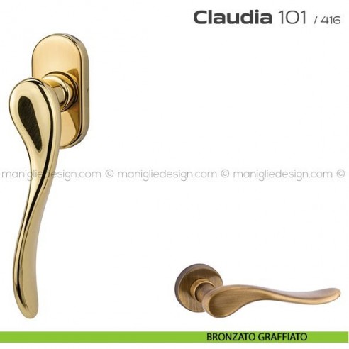 Maniglia martellina DK per finestra 101 Claudia Reguitti bronzato graffiato