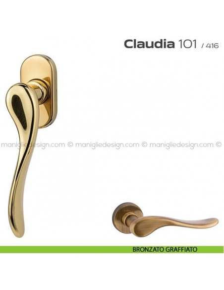 Maniglia martellina DK per finestra 101 Claudia Reguitti bronzato graffiato