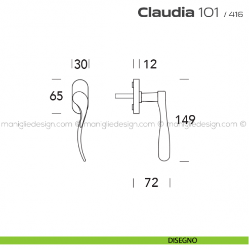 Maniglia martellina DK per finestra 101 Claudia Reguitti disegno