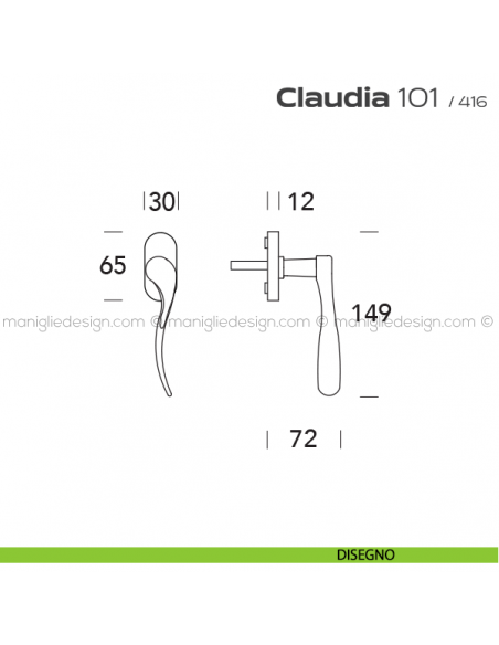 Maniglia martellina DK per finestra 101 Claudia Reguitti disegno