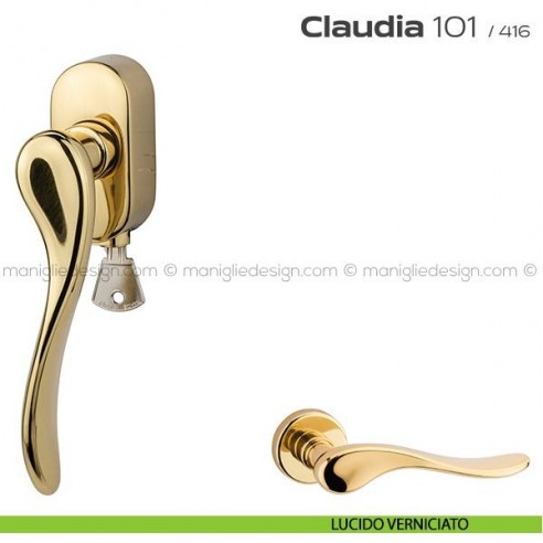 Maniglia per finestra DK con chiave su placca 101 Claudia Reguitti lucido verniciato