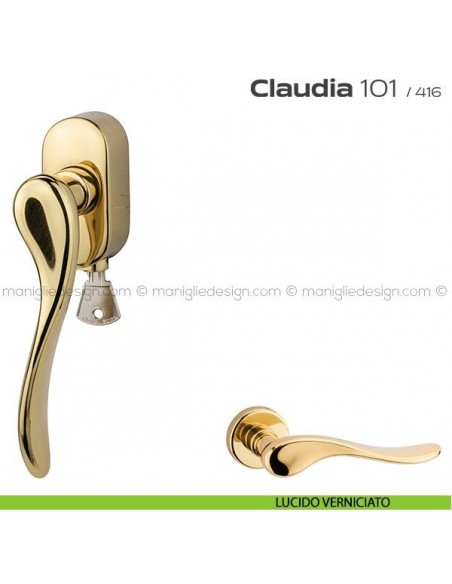 Maniglia per finestra DK con chiave su placca 101 Claudia Reguitti lucido verniciato