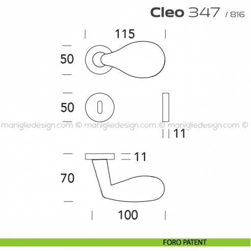Maniglia per porta 347 Cleo Reguitti foro patent