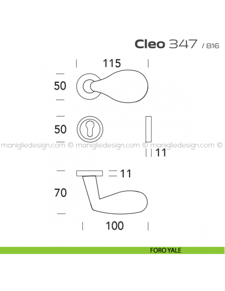 Maniglia per porta 347 Cleo Reguitti foro yale