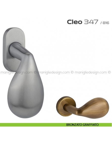 Maniglia per finestra martellina 347 Cleo Reguitti bronzato graffiato