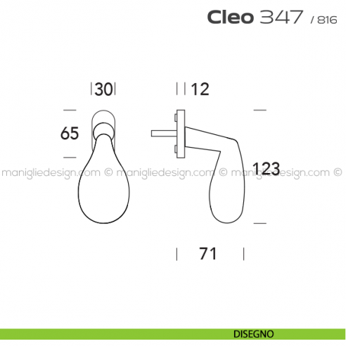 Maniglia per finestra martellina 347 Cleo Reguitti disegno