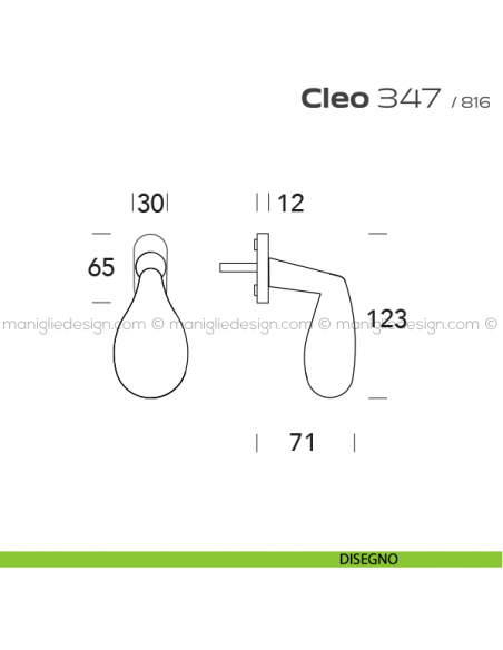 Maniglia per finestra martellina 347 Cleo Reguitti disegno