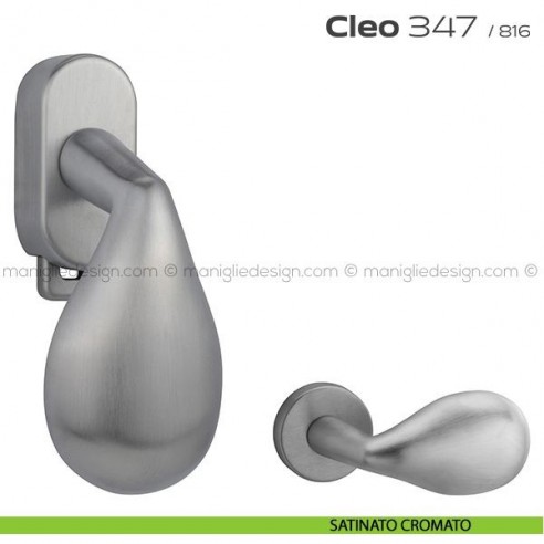 Maniglia per finestra DK con pulsante su placca 347 Cleo Reguitti satinato cromato