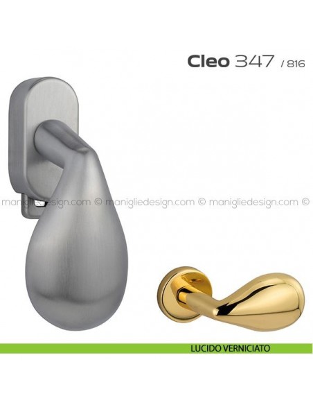 Maniglia per finestra DK con pulsante su placca 347 Cleo Reguitti lucido verniciato