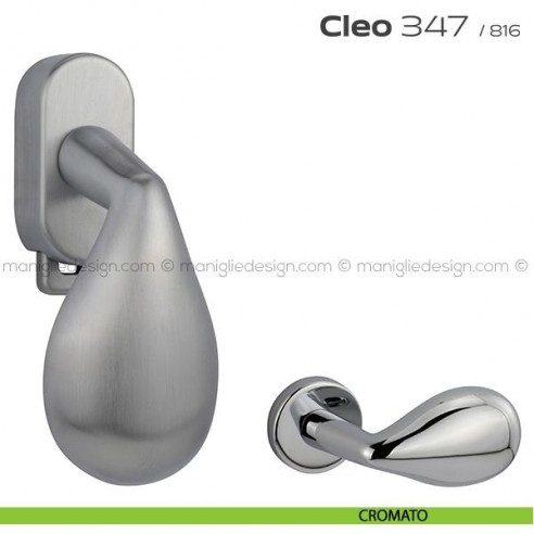 Maniglia per finestra DK con pulsante su placca 347 Cleo Reguitti cromato