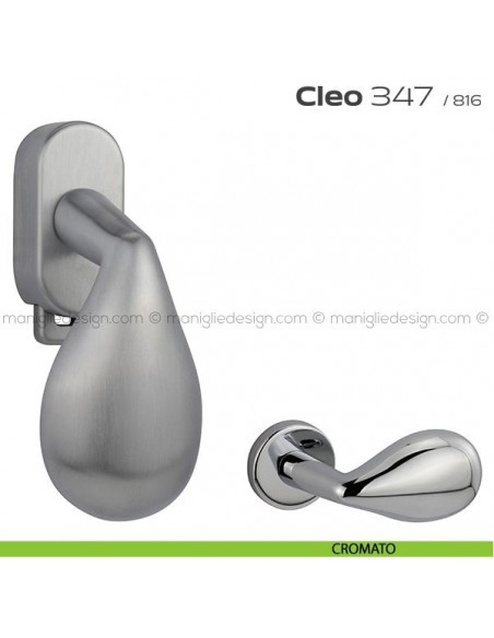 Maniglia per finestra DK con pulsante su placca 347 Cleo Reguitti cromato