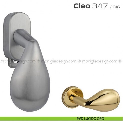 Maniglia per finestra DK con pulsante su placca 347 Cleo Reguitti PVD lucido oro