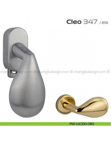 Maniglia per finestra DK con pulsante su placca 347 Cleo Reguitti PVD lucido oro